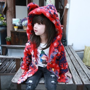 女童可愛迷彩小熊連帽外套~顏色隨機