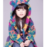 女童可愛迷彩小熊連帽外套~顏色隨機
