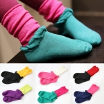 (5雙)女童童襪拼色花邊中筒襪~顏色隨機