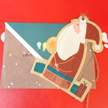 (1個)聖誕老人造型賀卡