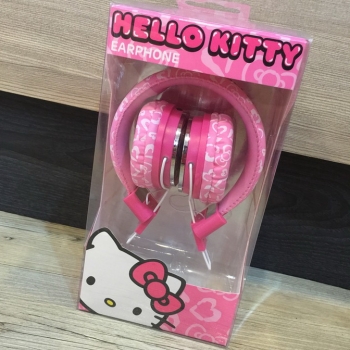 KITTY經典造型立體聲耳機 (粉色)