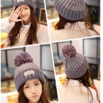 (1頂)韓版雙色毛帽-米色