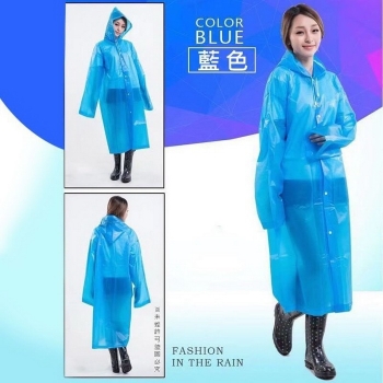 成人長版繽紛雨衣-藍色